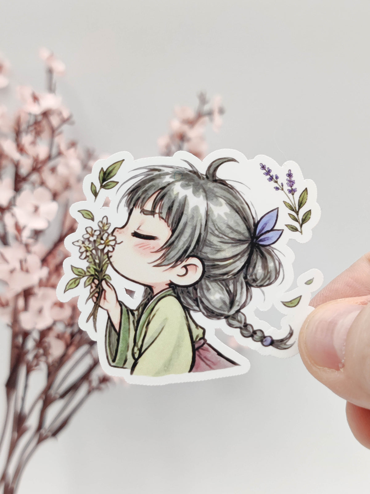 Pegatina Maomao Flores - Diarios de la Boticaria