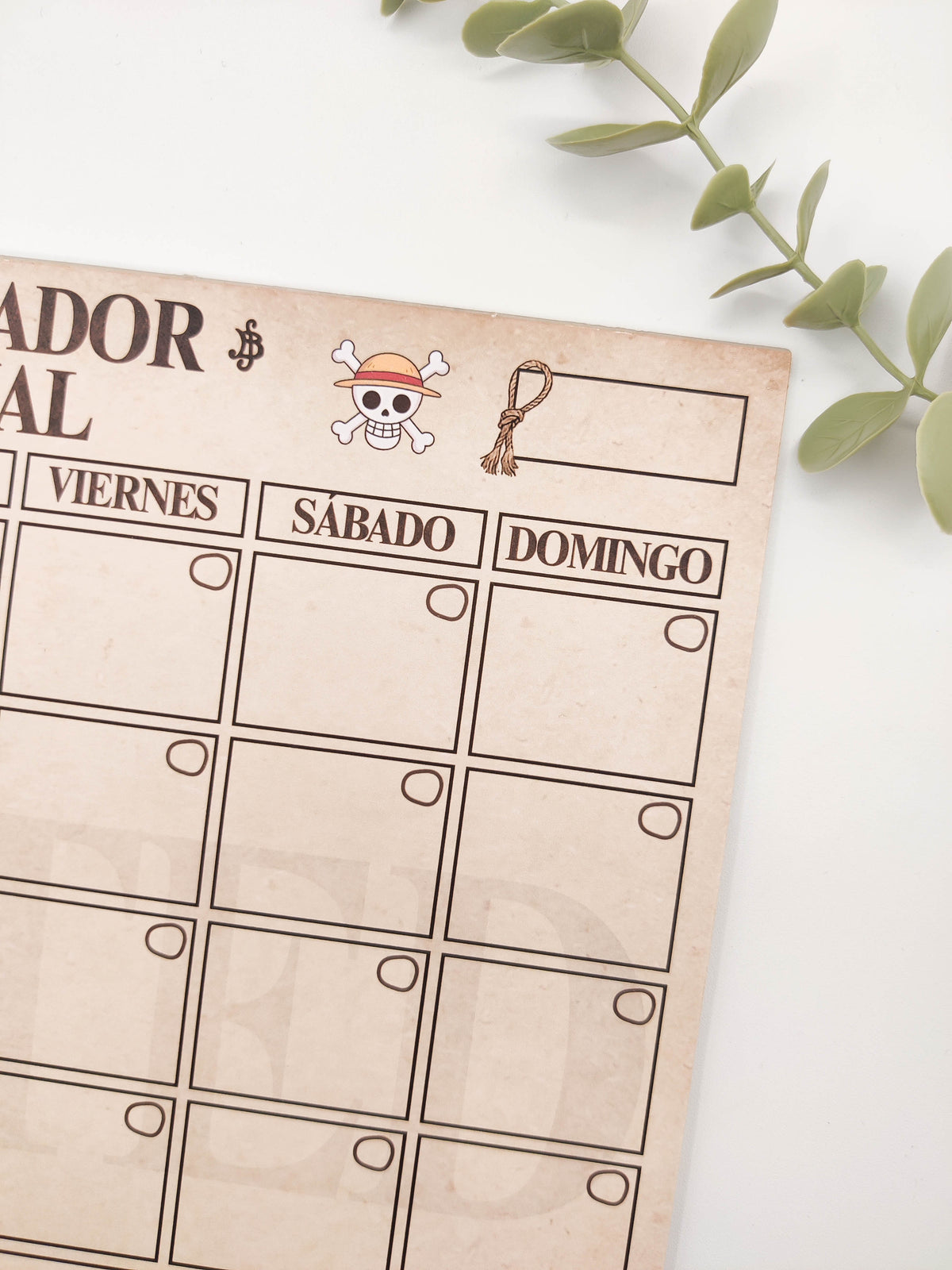 Planificador mensual - One Piece "Wanted"